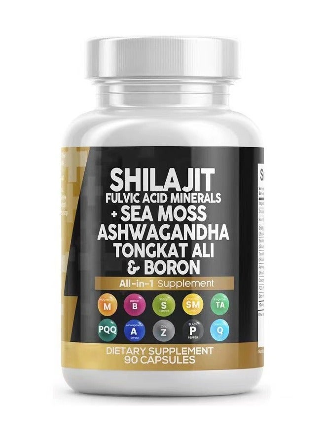 Shilajit RX Shilajit Fulvic Minerals+ Sea Moss Ashwagandha Tonckat Ali & Boron All-In-1 Supplement Dietary Supplement90 Capsules - Image 1